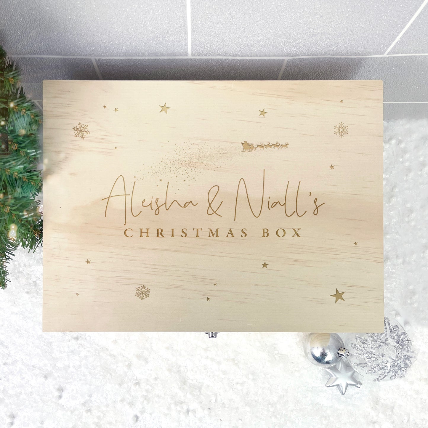 Personalised Engraved Couples Christmas Eve Box - 4 Sizes