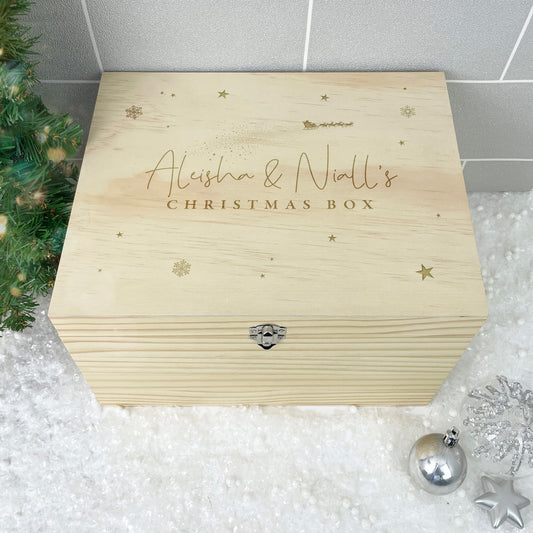 Personalised Engraved Couples Christmas Eve Box - 4 Sizes