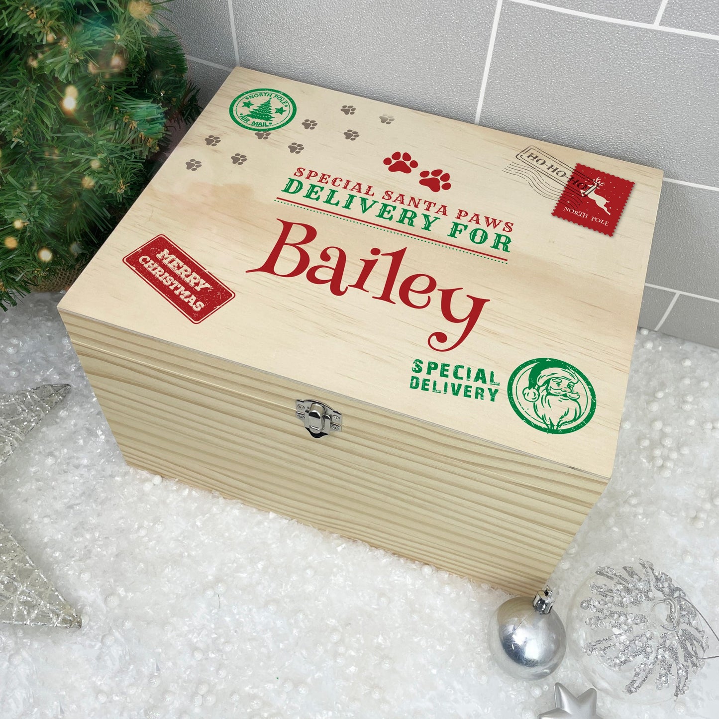 Personalised North Pole Stamp Pet Christmas Eve Box - 5 Sizes (16cm | 20cm | 26cm | 30cm | 36cm)