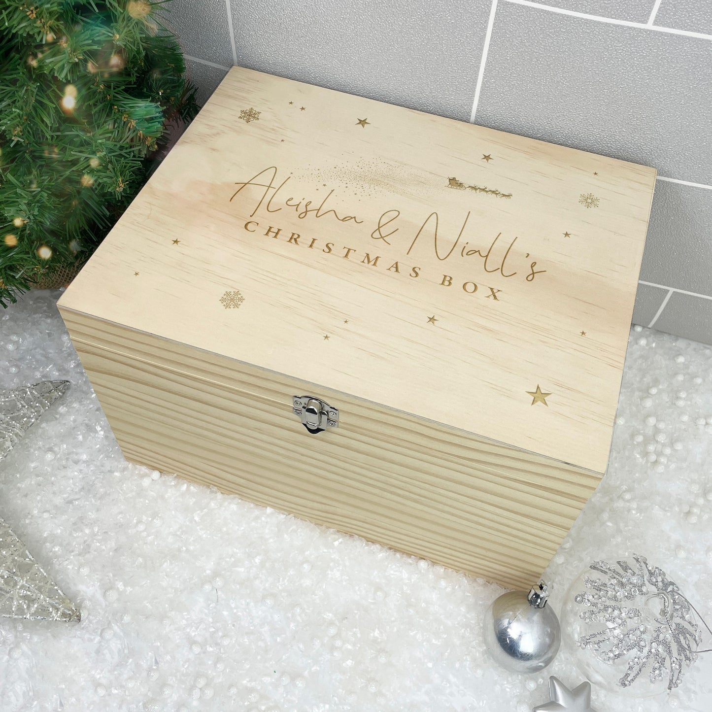 Personalised Engraved Couples Christmas Eve Box - 4 Sizes