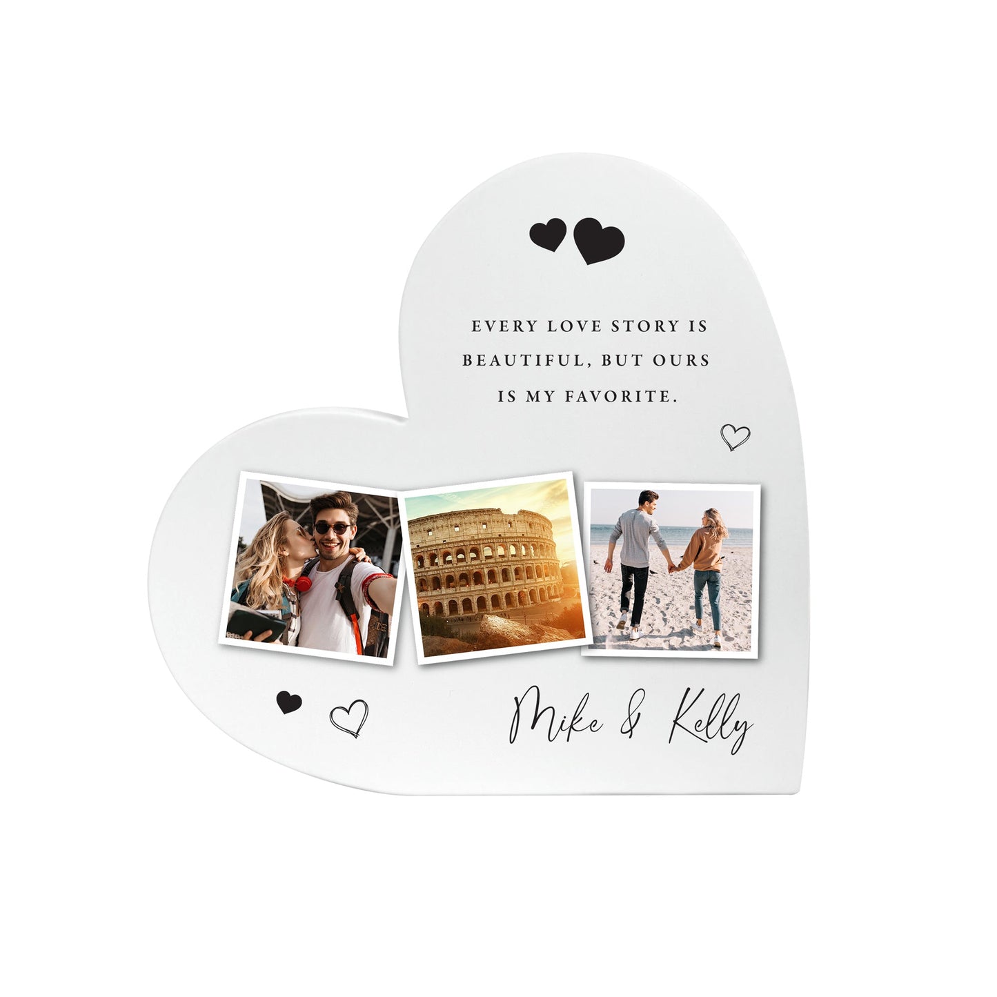 Personalised Couples Photo White Freestanding Heart