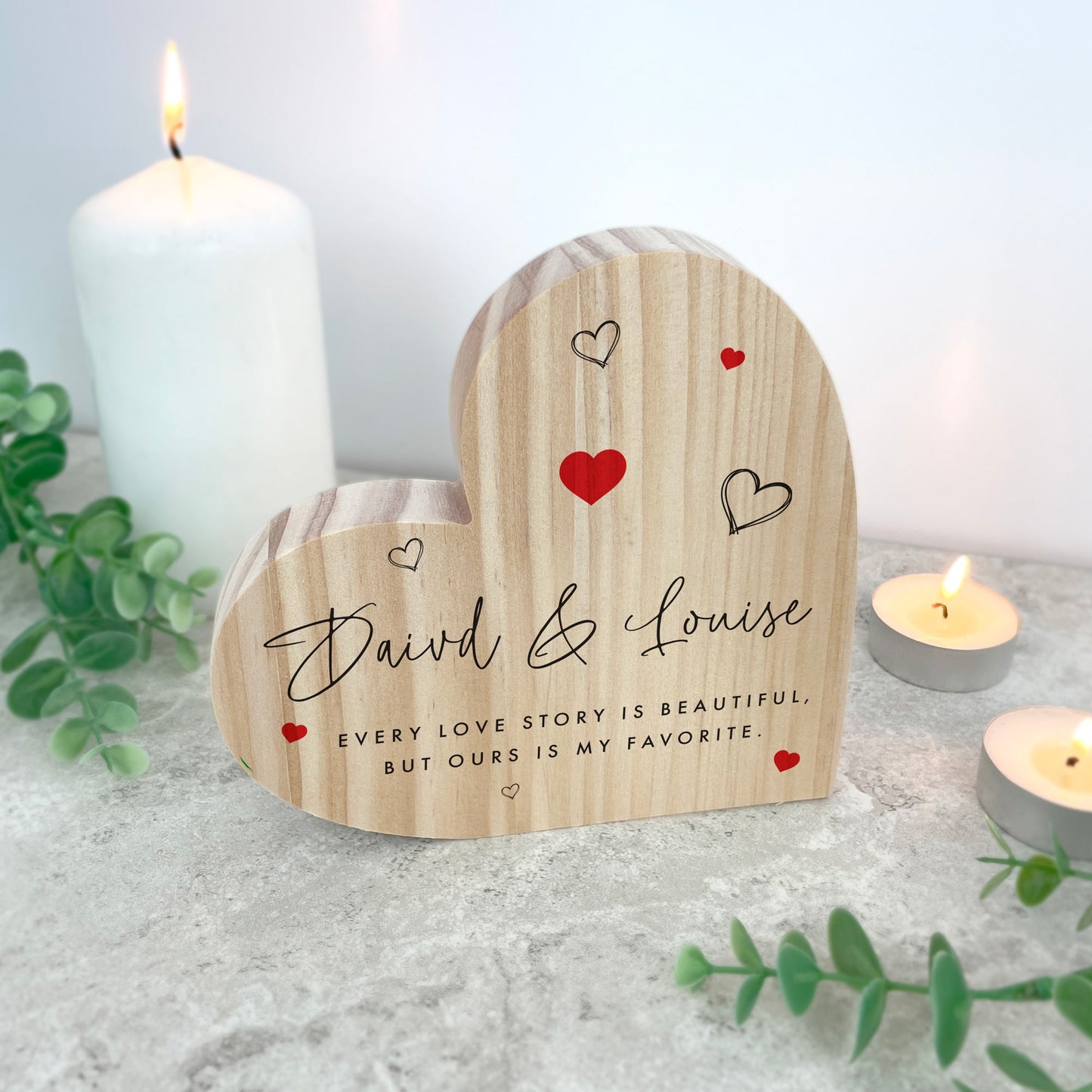 Personalised Couples Names Wooden Freestanding Heart