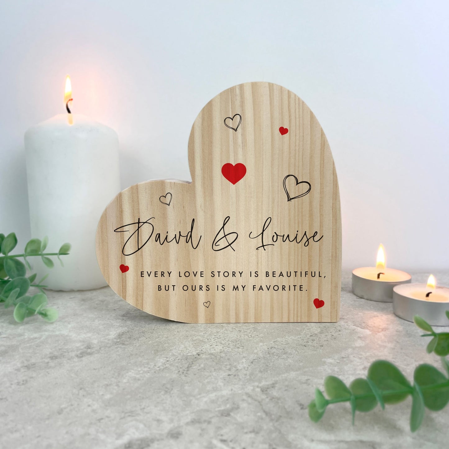 Personalised Couples Names Wooden Freestanding Heart