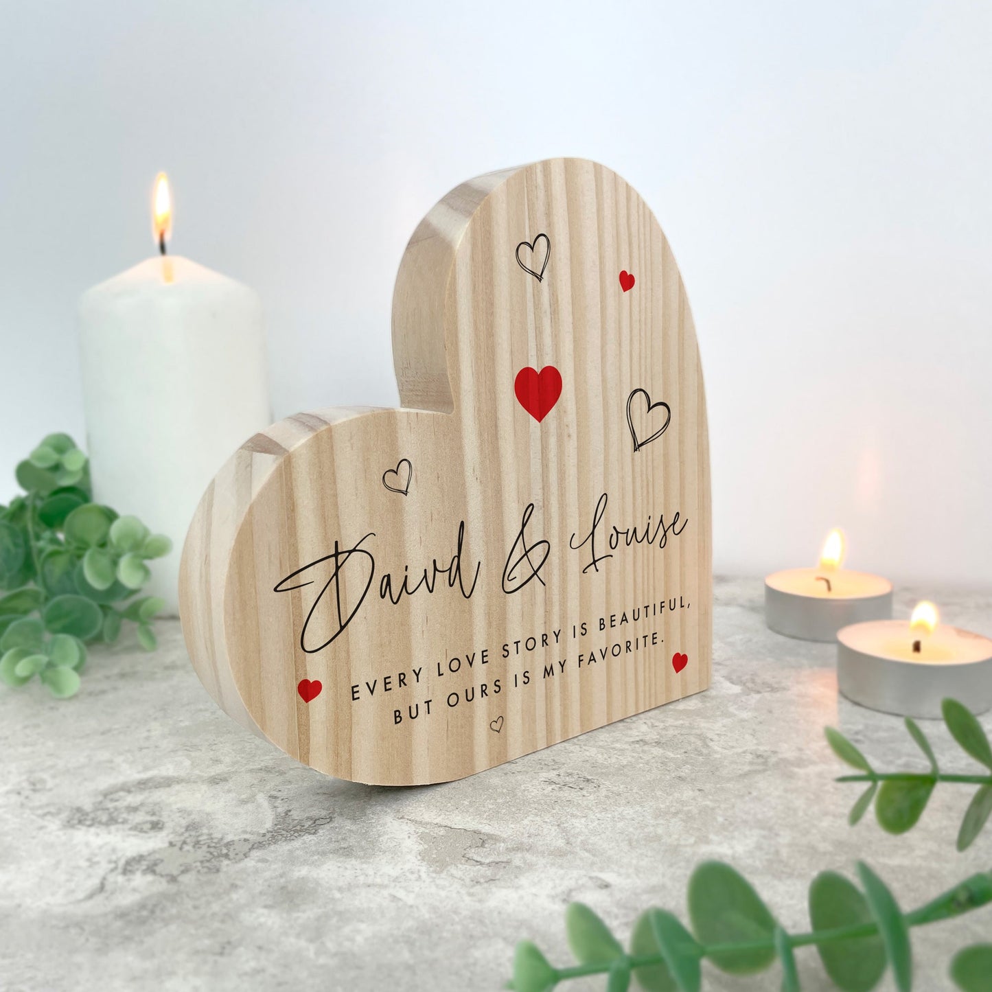 Personalised Couples Names Wooden Freestanding Heart