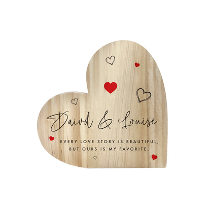 Personalised Couples Names Wooden Freestanding Heart