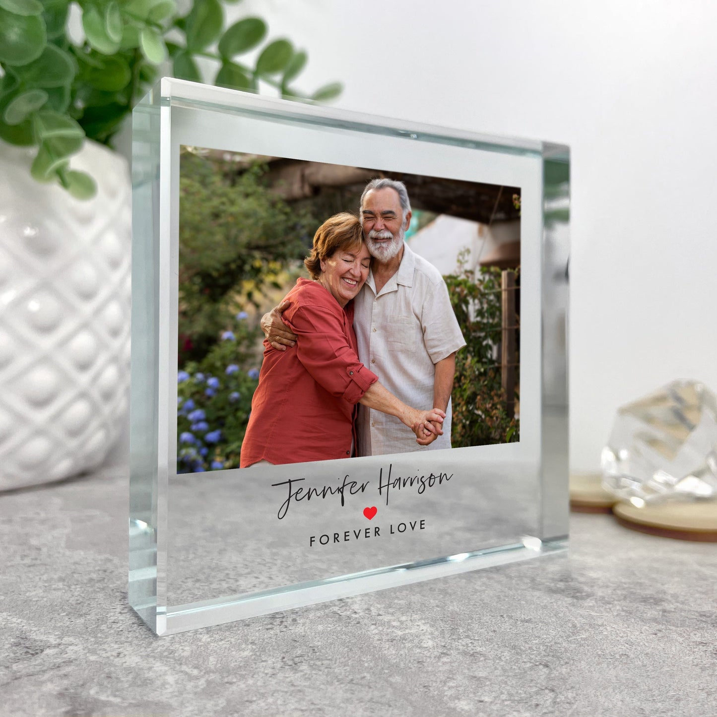 Personalised Photo Any Message Red Heart Crystal Token