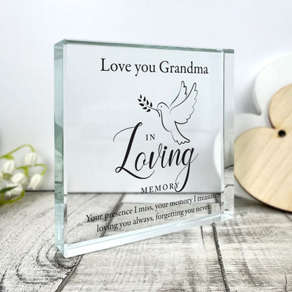 Personalised In Loving Memory Dove Crystal Token