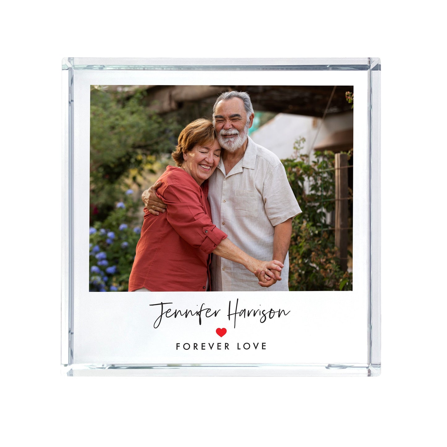 Personalised Photo Any Message Red Heart Crystal Token