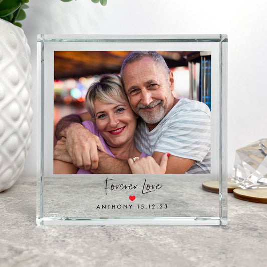 Personalised Photo Any Message Red Heart Crystal Token