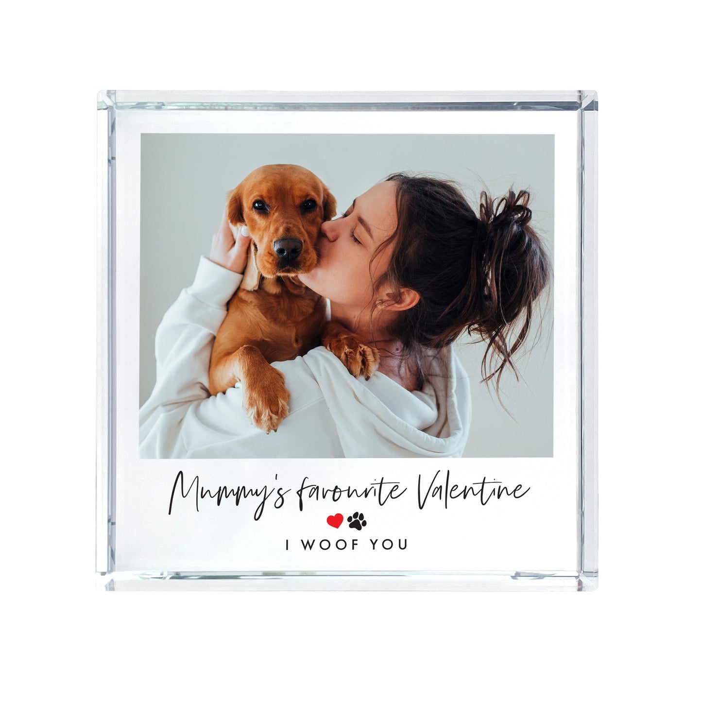 Personalised Pet Heart & Paw Photo Crystal Token