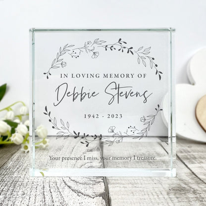 Personalised Wreath Memorial Crystal Token