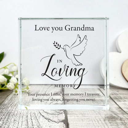 Personalised In Loving Memory Dove Crystal Token