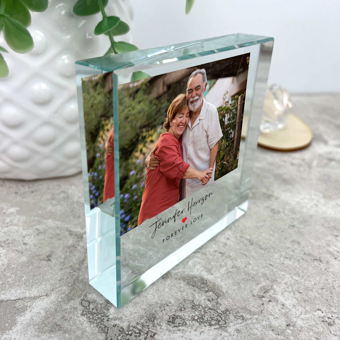 Personalised Photo Any Message Red Heart Crystal Token