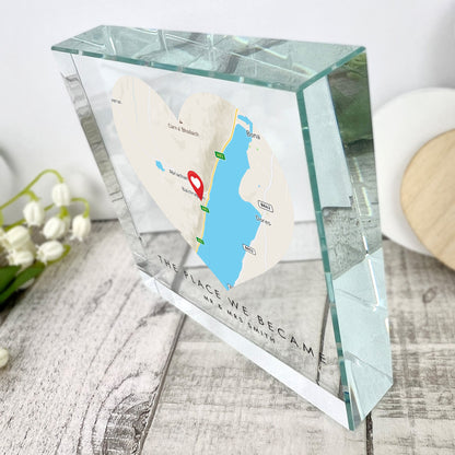 Personalised Map Location Heart Crystal Token