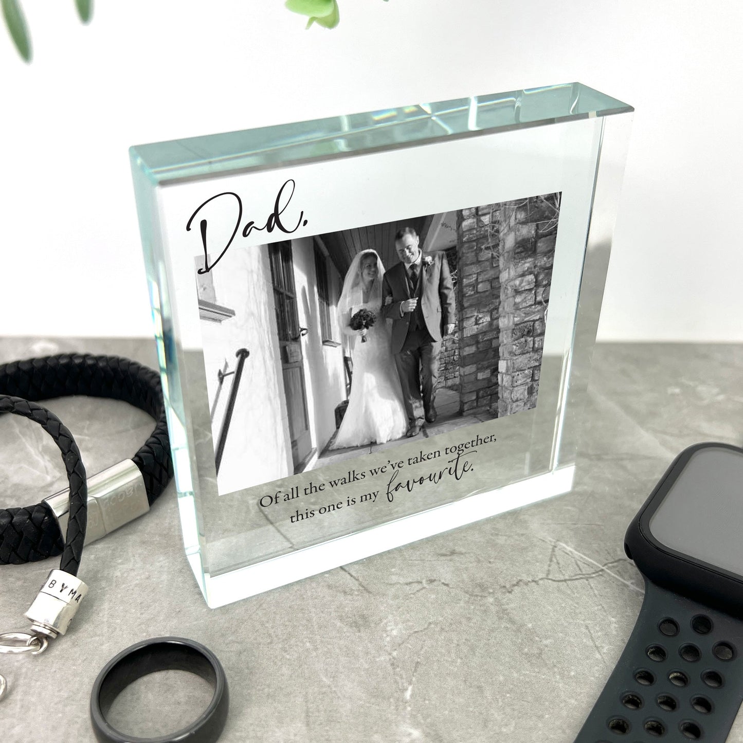 Personalised Favourite Walk Dad Photo Crystal Token