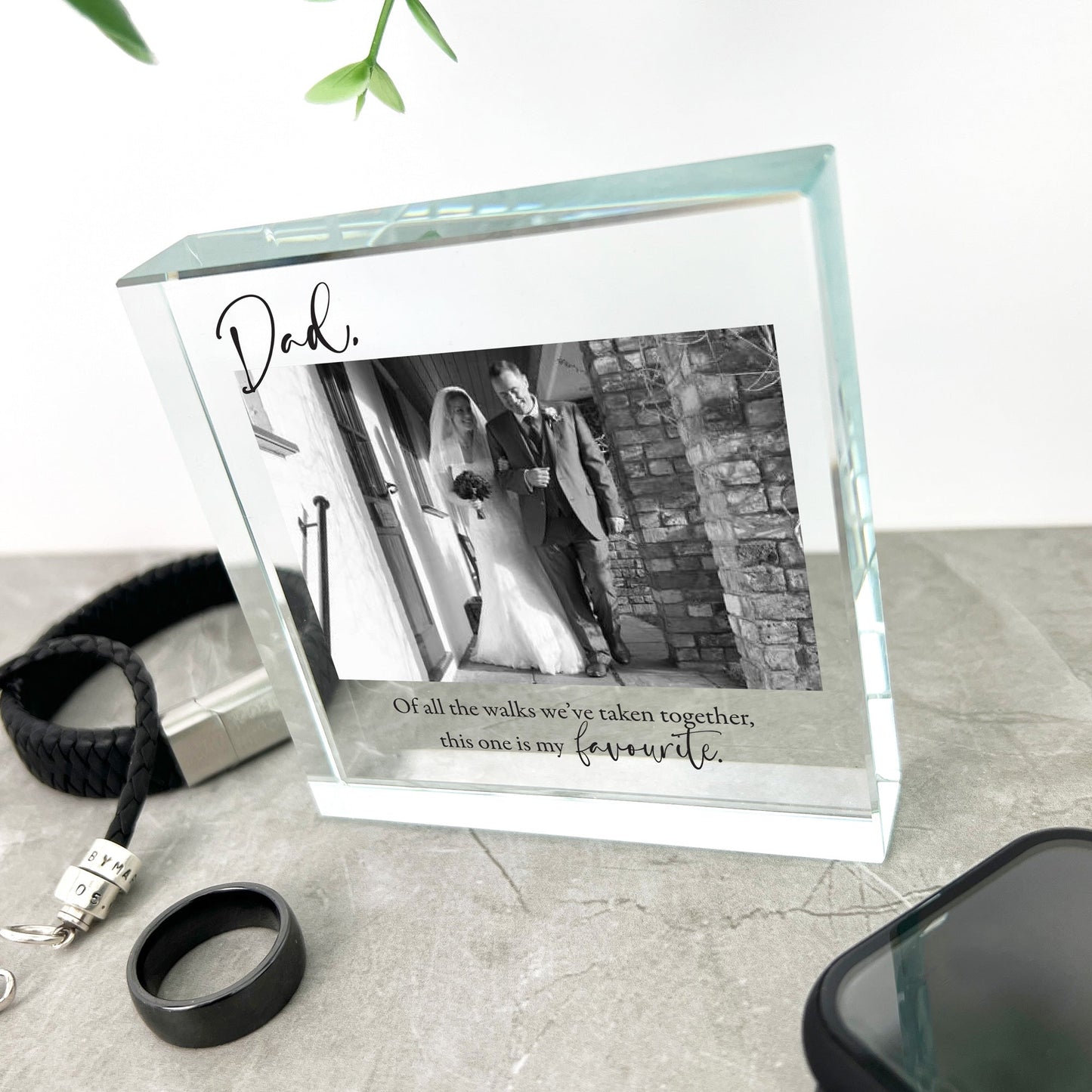 Personalised Favourite Walk Dad Photo Crystal Token