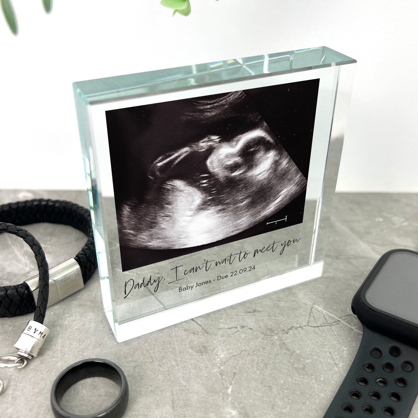 Personalised Can't Wait To Meet You Baby Scan Photo Crystal Token