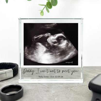 Personalised Can't Wait To Meet You Baby Scan Photo Crystal Token