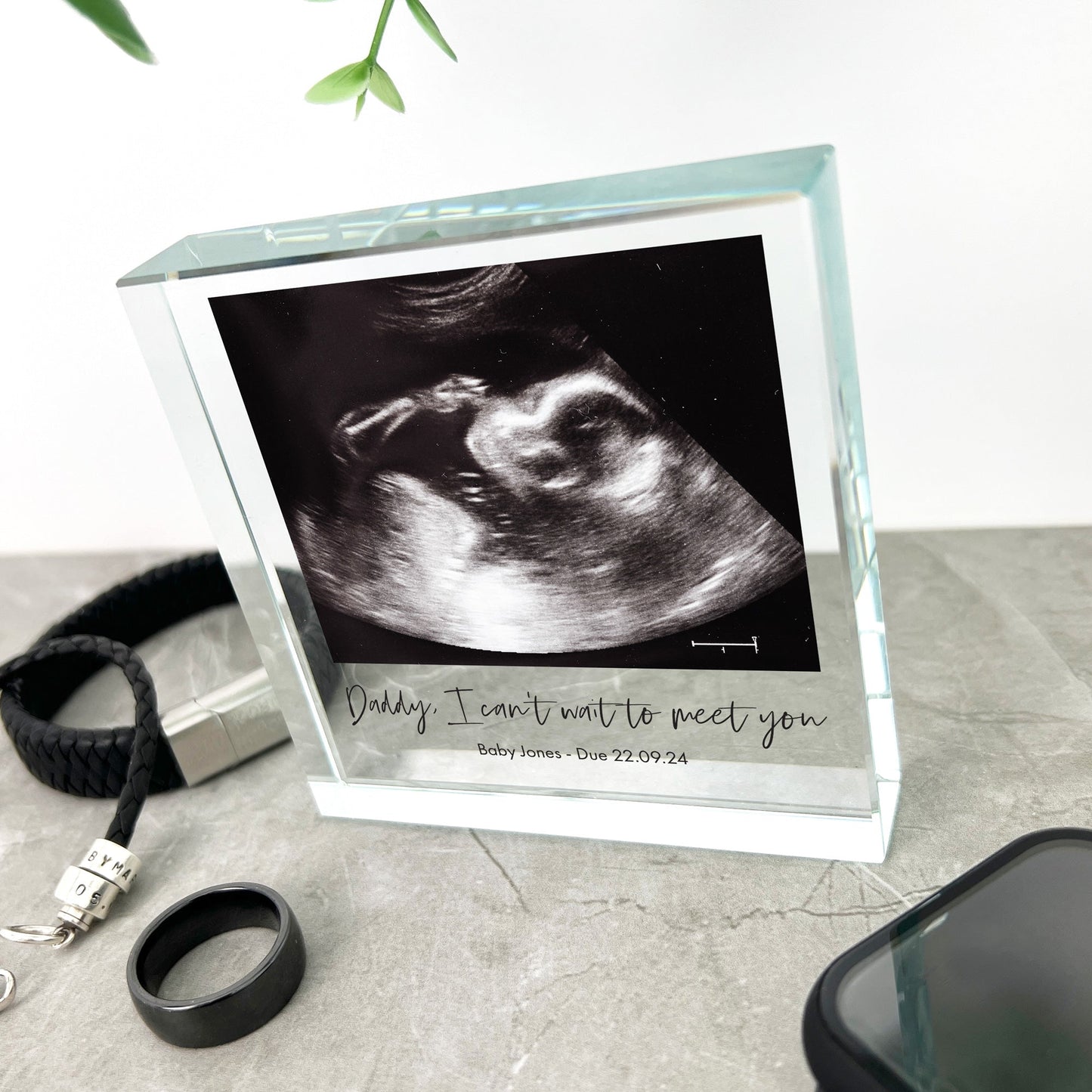 Personalised Can't Wait To Meet You Baby Scan Photo Crystal Token