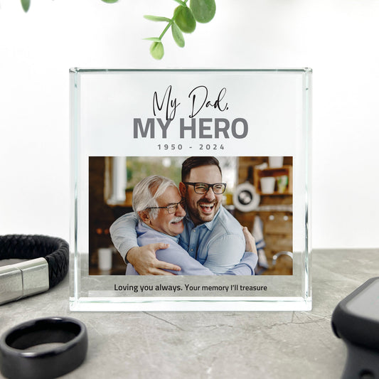 Personalised Memorial Bold Text Photo Crystal Token