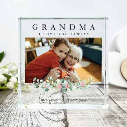 Personalised Floral Any Message & Photo Crystal Token