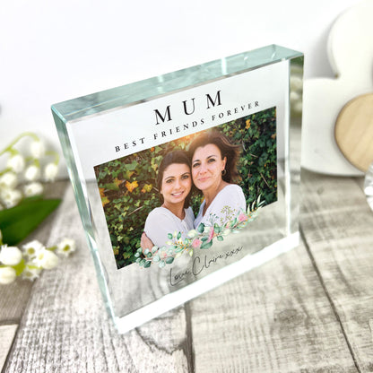 Personalised Floral Any Message & Photo Crystal Token