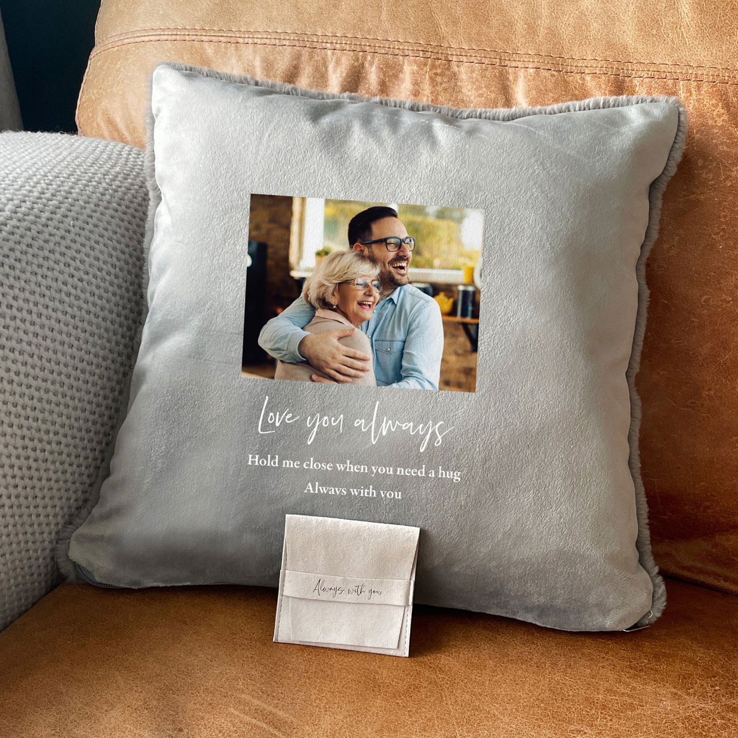 Personalised One Photo Memorial Ashes Faux Fur Cuddle Cushion