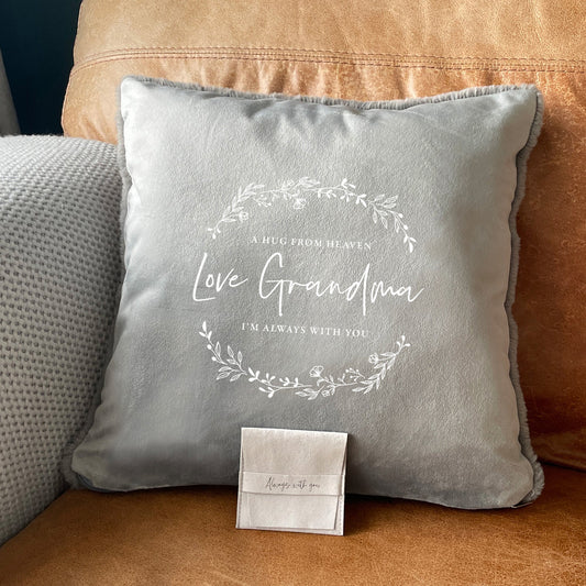 Personalised Wreath Memorial Ashes Cuddle Cushion