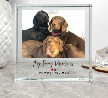 Personalised Pet Heart & Paw Photo Crystal Token