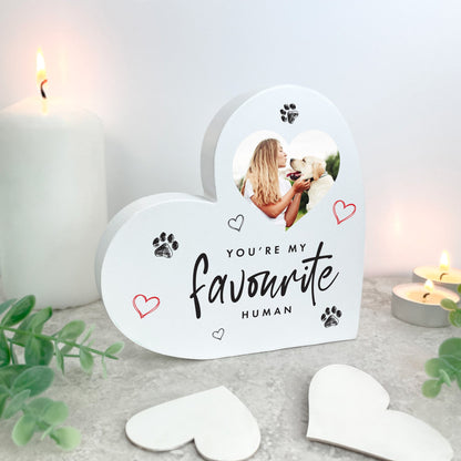 Personalised You're My Favourite Human From Pets White Freestanding Heart