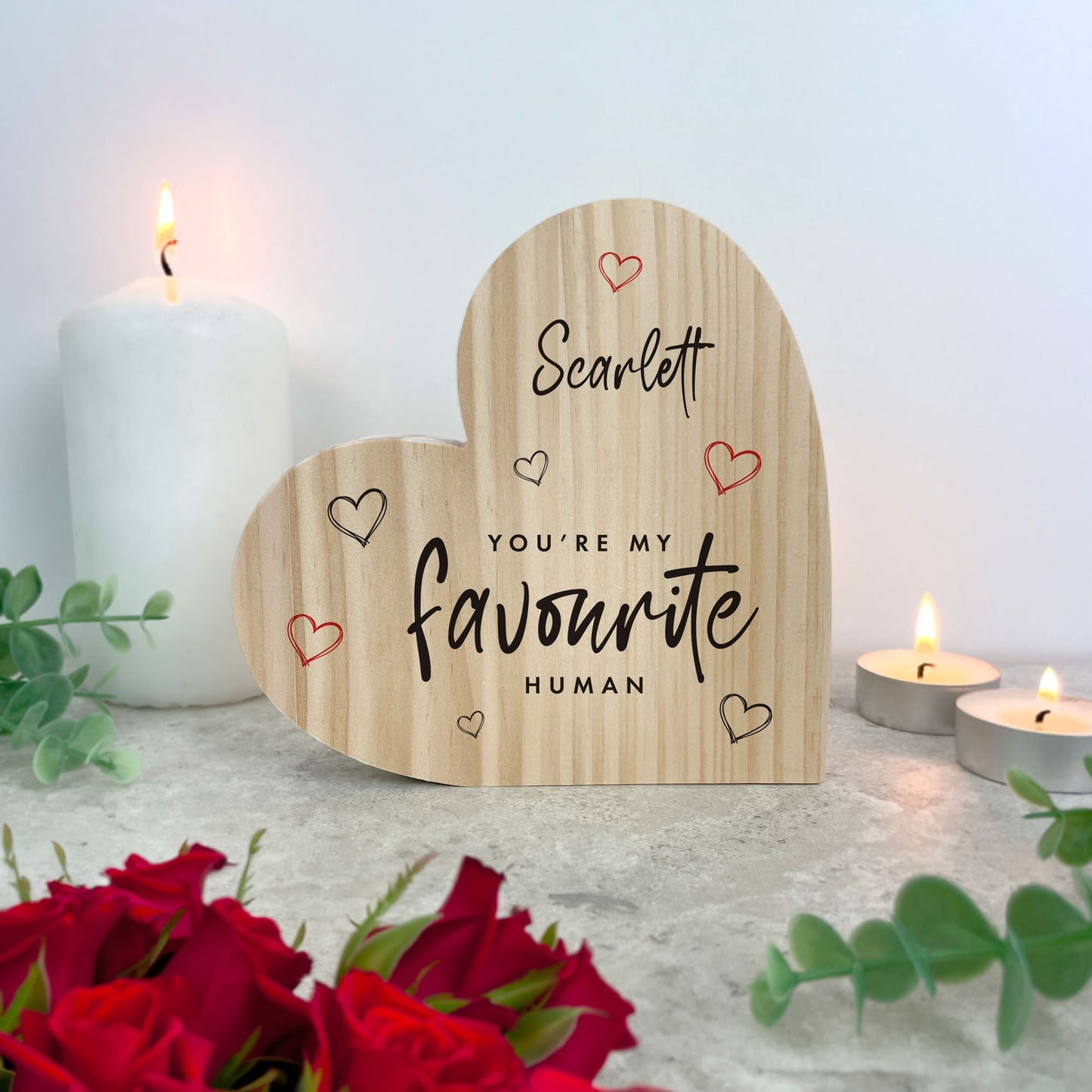 Personalised You're My Favourite Human Wooden Freestanding Heart