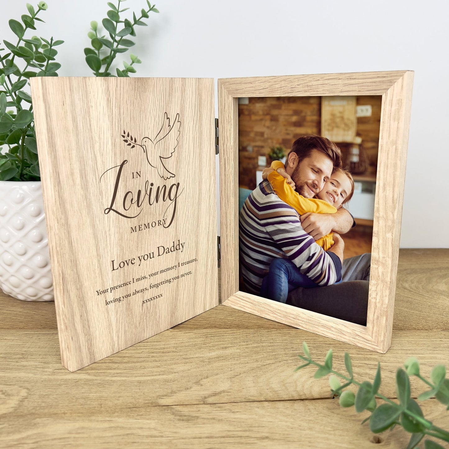 Personalised In Loving Memory Dove Memorial Book Photo Frame