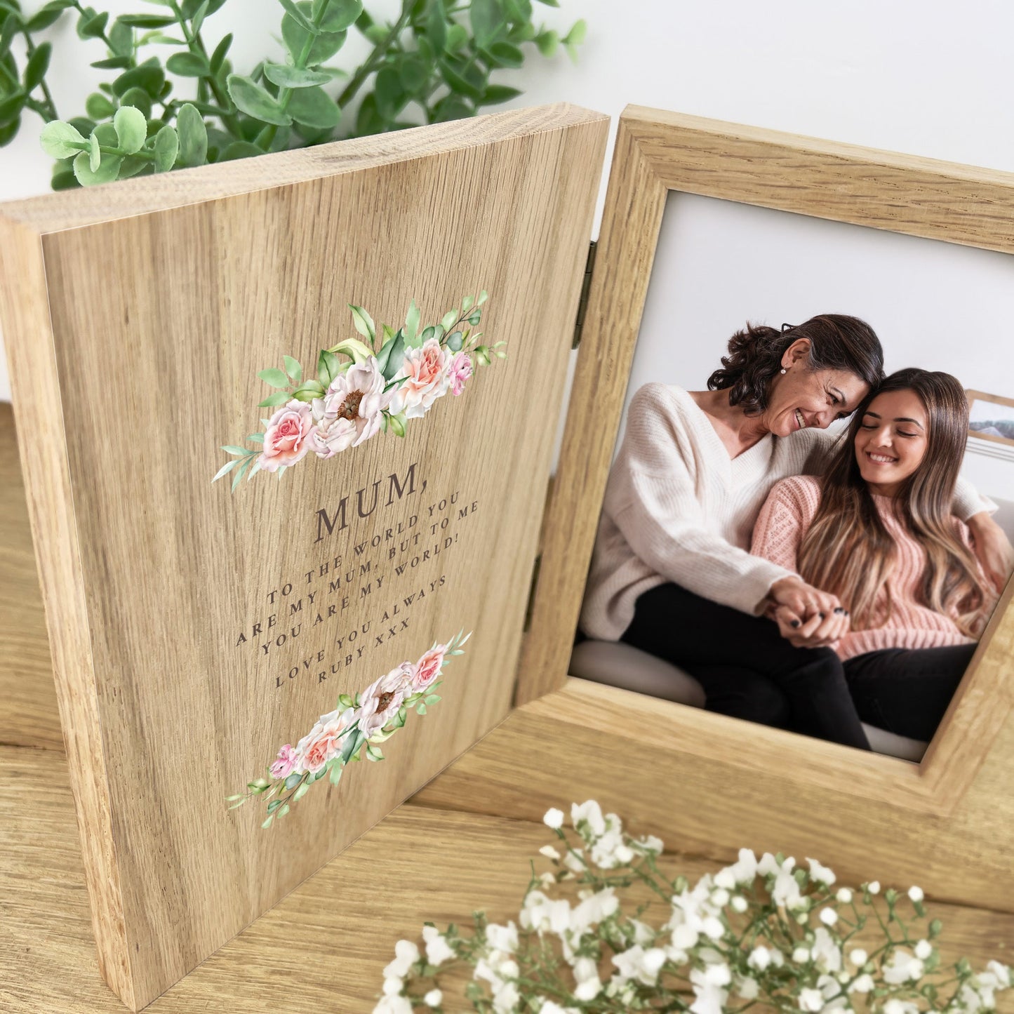 Any Message Pink Floral Book Photo Frame