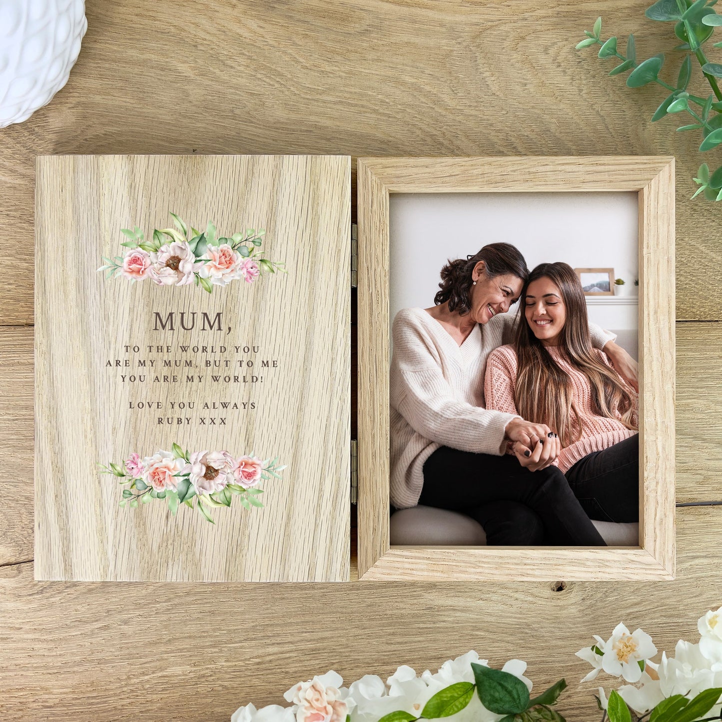 Any Message Pink Floral Book Photo Frame