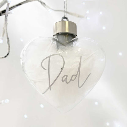 Personalised Feather Filled LED Hanging Glass Heart