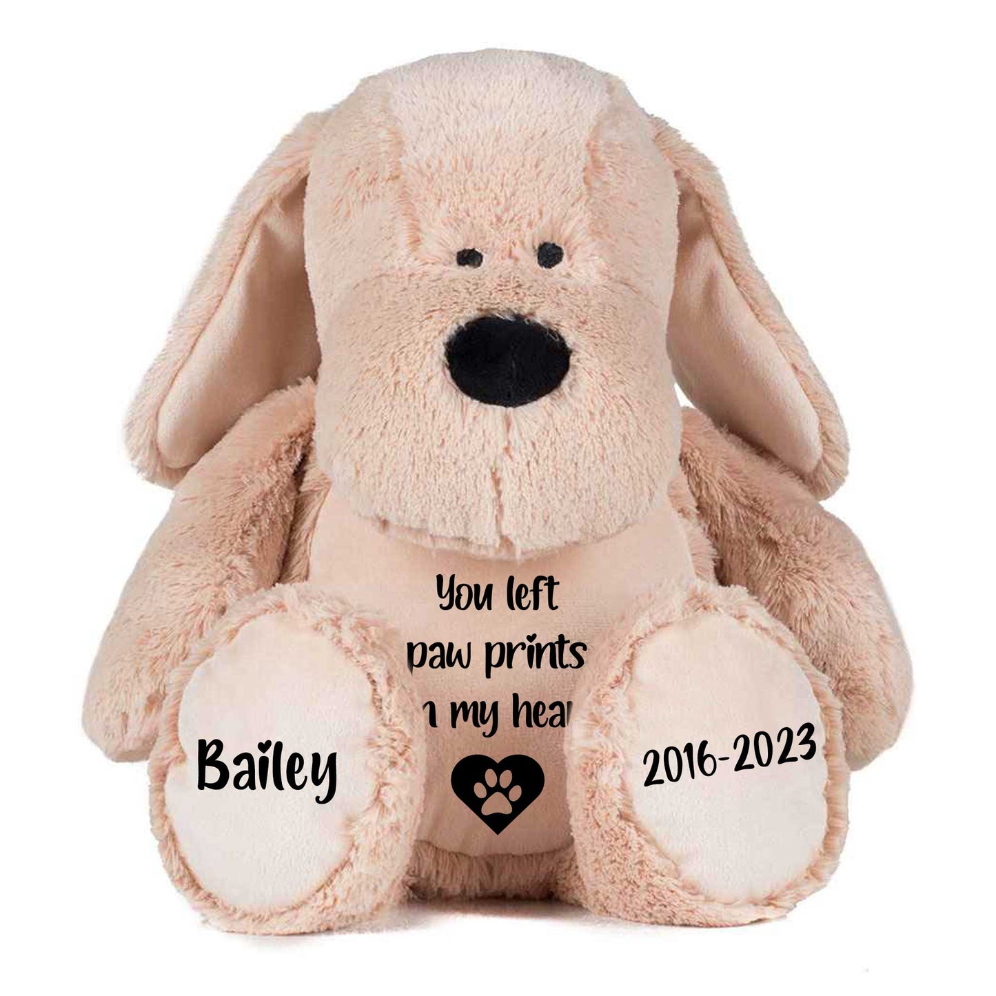 Personalised Paw Prints On Our Hearts Comfort Memorial Dog