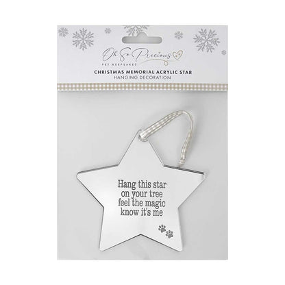 Pet Memorial Mirrored Star Christmas Decoration