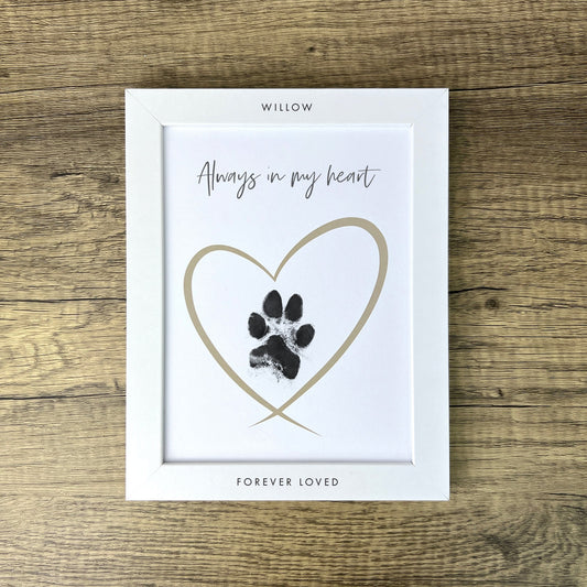 Personalised Framed Pet Paw Print Keepsake With Ink Kit