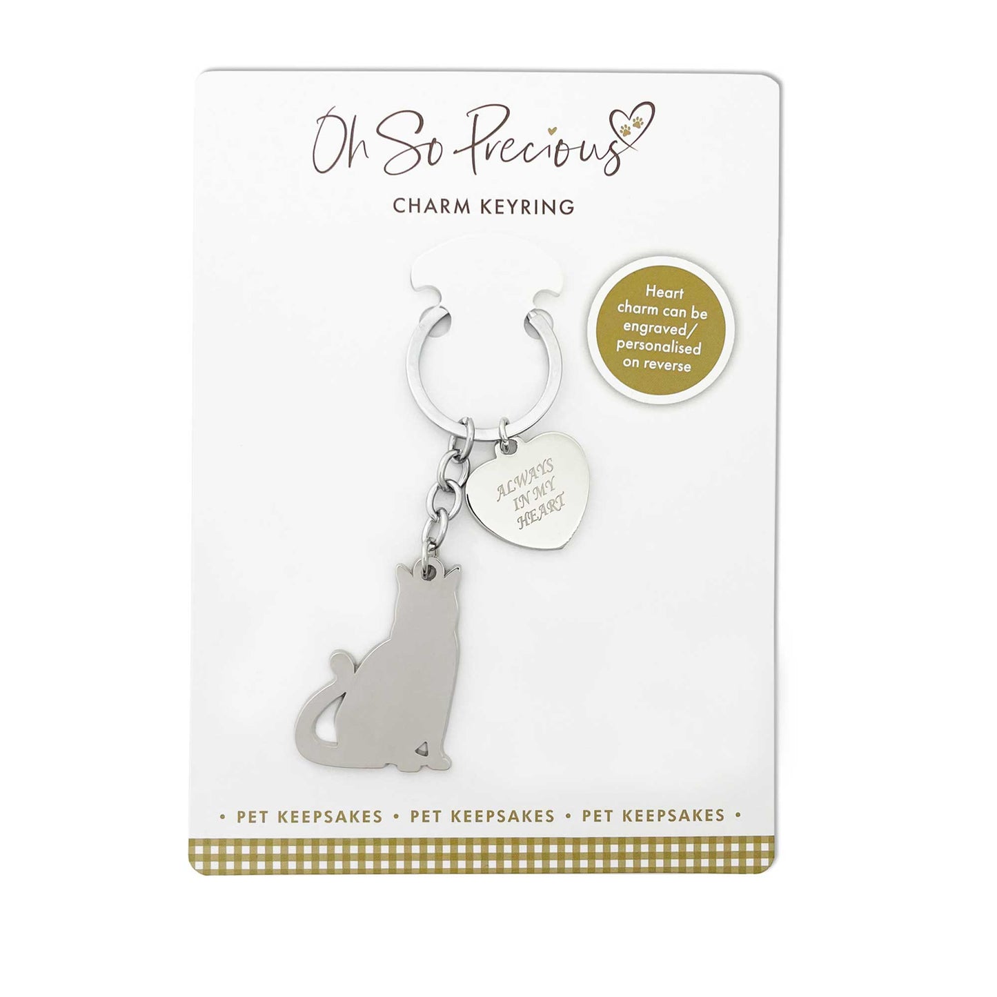 Always In My Heart Charm Cat Memorial Keyring