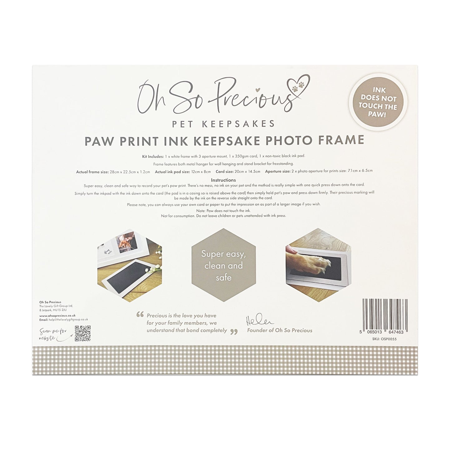 Personalised Paw Print Ink Keepsake Photo Frame Kit