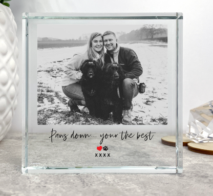 Personalised Pet Heart & Paw Photo Crystal Token