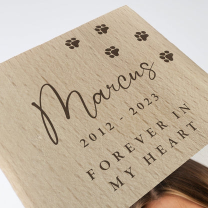 Personalised Solid Wooden Photo Pet Memorial Tea Light Holder