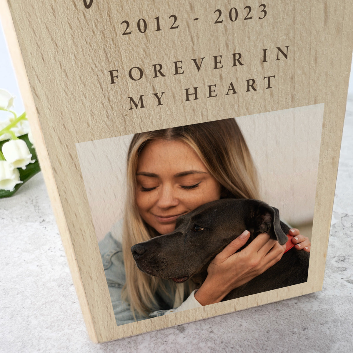 Personalised Solid Wooden Photo Pet Memorial Tea Light Holder