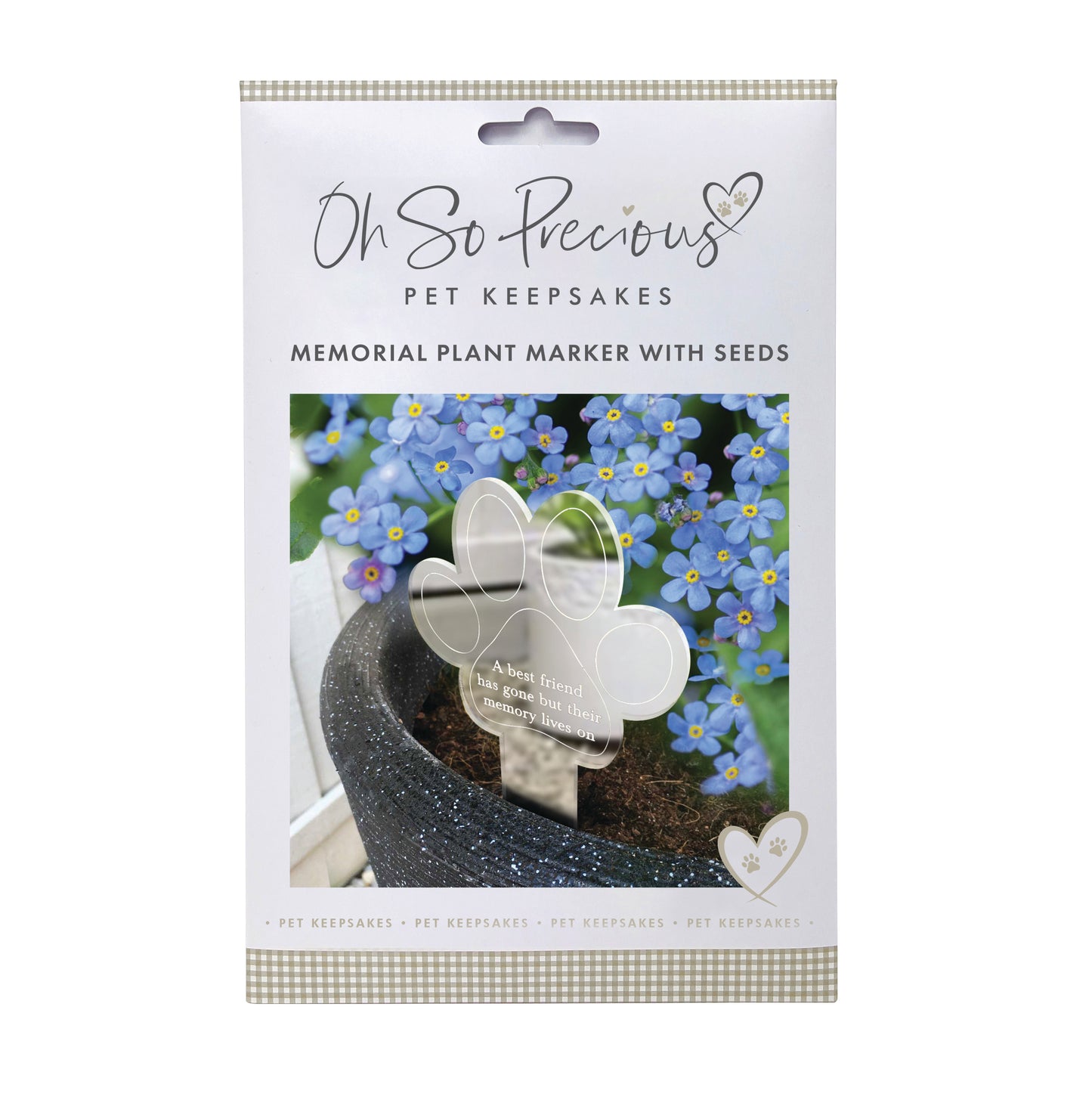 Paw Print Memorial Garden Planter & Forget Me Not Seeds