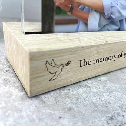 Personalised Memorial Doves Wooden Base 6x4" Photo Frame