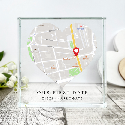 Personalised Map Location Heart Crystal Token