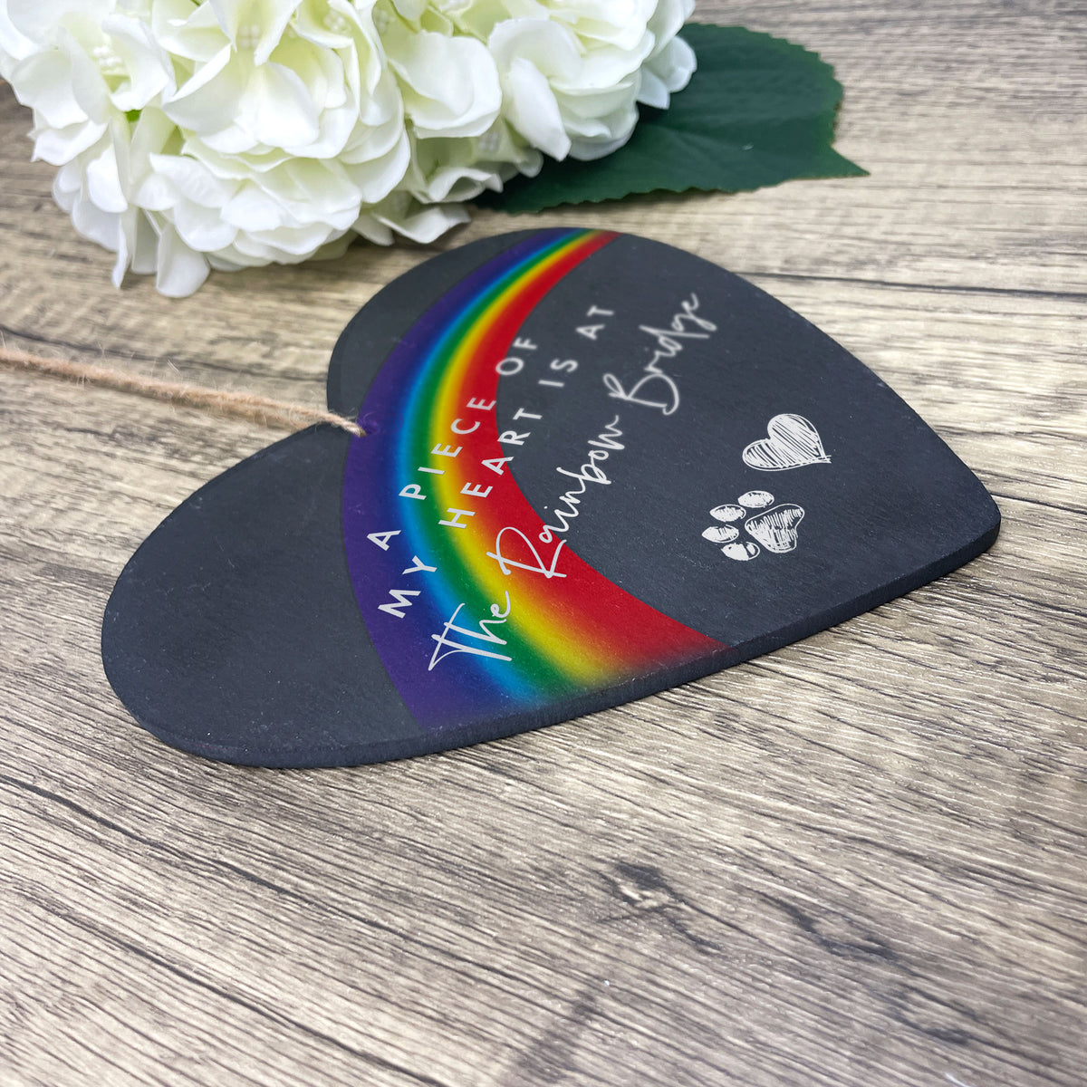 Rainbow Bridge Slate Hanging Heart - Carton of 10