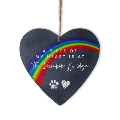 Rainbow Bridge Slate Hanging Heart - Carton of 10