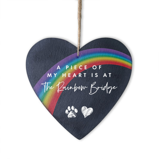 Rainbow Bridge Slate Hanging Heart - Carton of 10