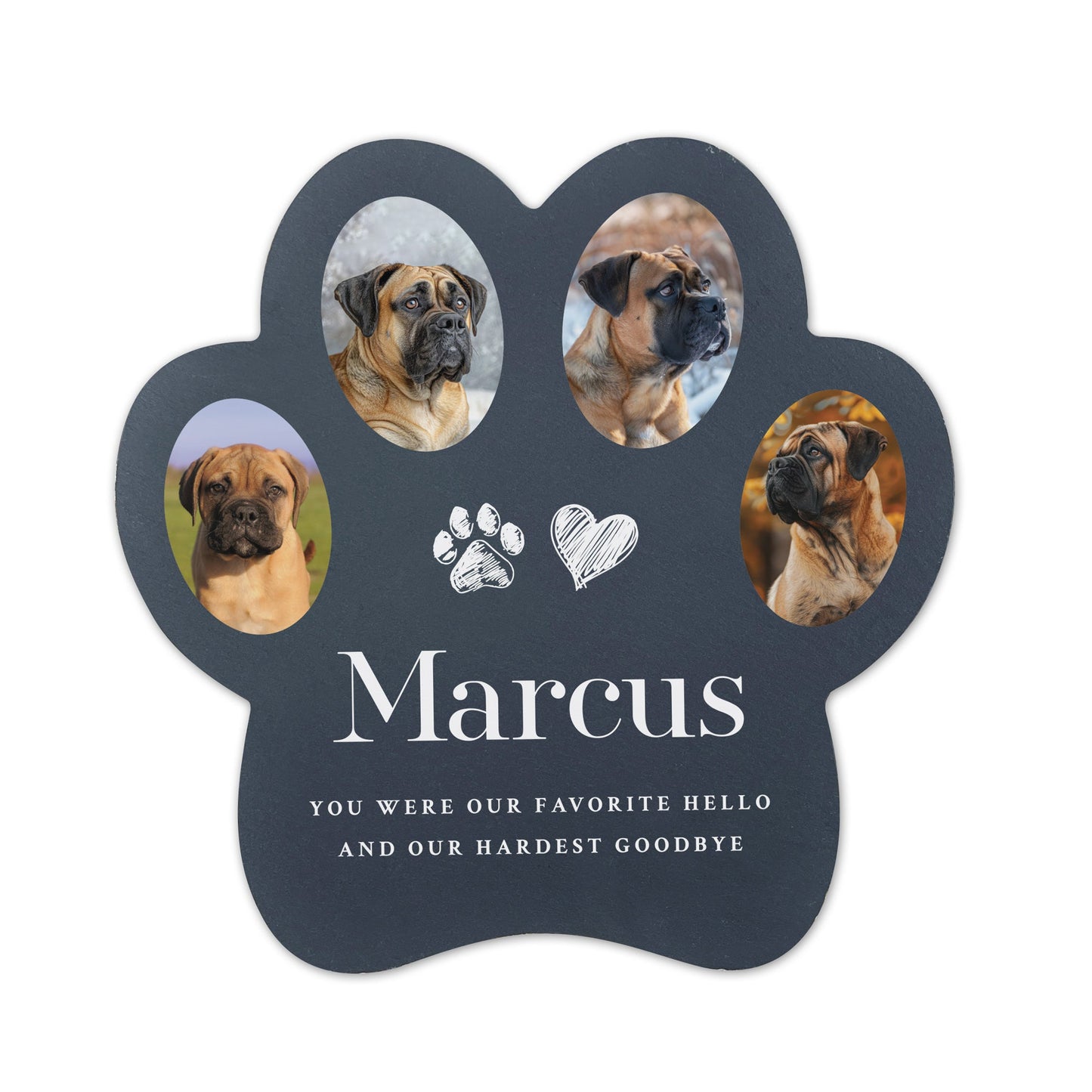 Personalised Slate Pet Photo Paw Shaped Grave Marker 20 x 20cm